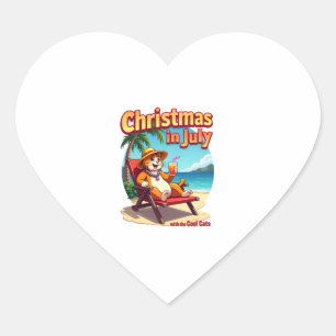 Meowy Xmas Summer Christmas In July Chillin Cool C Heart Sticker