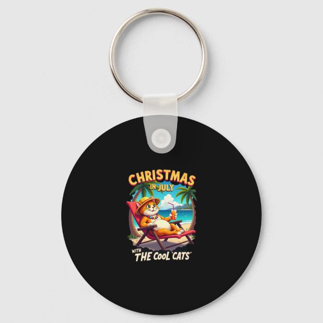 Meowy Xmas Summer Christmas In July Chillin Cool C Keychain (Front)