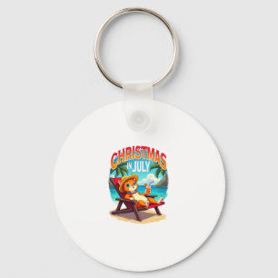 Meowy Xmas Summer Christmas In July Chillin Cool C Keychain