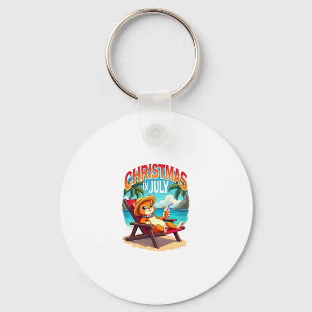 Meowy Xmas Summer Christmas In July Chillin Cool C Keychain (Front)