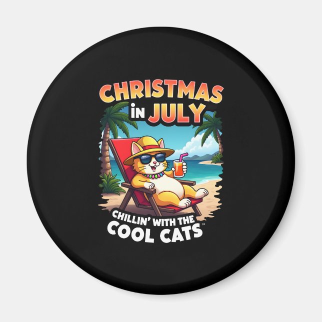 Meowy Xmas Summer Christmas In July Chillin Cool C Magnet (Front)