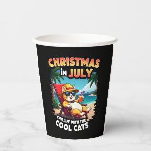 Meowy Xmas Summer Christmas In July Chillin Cool C Paper Cups