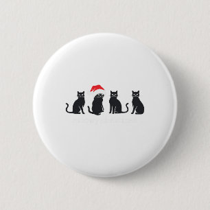 Meowys Christmas Black Cat Santa Hats Present Anim 2 Inch Round Button