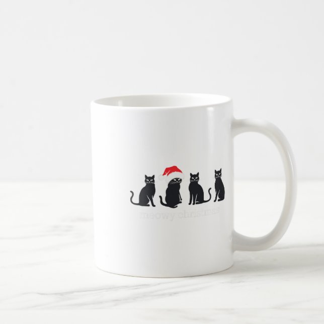 Meowys Christmas Black Cat Santa Hats Present Anim Coffee Mug (Right)