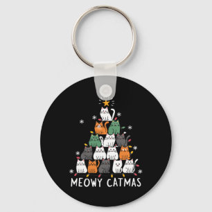 Meowys Christmas Squad Cat Santa Hats Present Anim Keychain