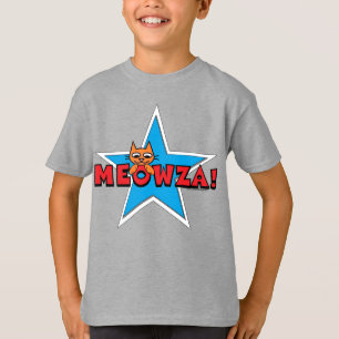 MEOWZA! T-shirt chat rouge blanc et bleu enfant