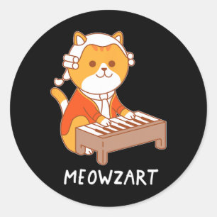 Meowzart Cat Pun Clical Music Piano Funny  Classic Round Sticker