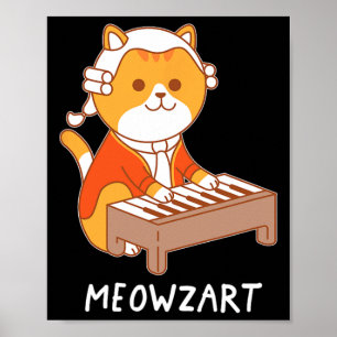 Meowzart Cat Pun Clical Music Piano Funny Poster