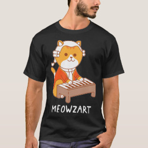 Meowzart Cat Pun Clical Music Piano Funny  T-Shirt