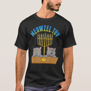 Meowzel Tov   Cat Jewish Mazel Tov Hanukah Fun Tra T-Shirt