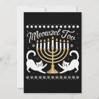 Meowzel Tov Funny Chanukah Hanukkah Ugly Sweater