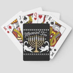 Meowzel Tov Funny Chanukah Hanukkah Ugly Sweater Playing Cards