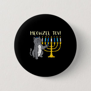 Meowzel Tov Jewish Cat Funny Hanukkah Chanukah Pjs 2 Inch Round Button