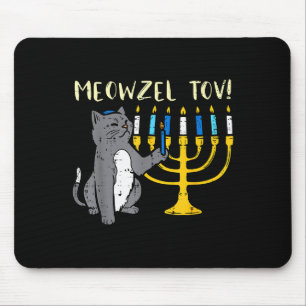 Meowzel Tov Jewish Cat Funny Hanukkah Chanukah Pjs Mouse Pad