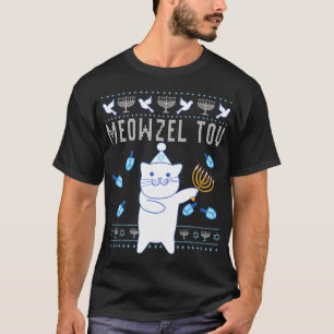 Meowzel Tov Jewish Christmas Cat Funny Ugly T-Shirt