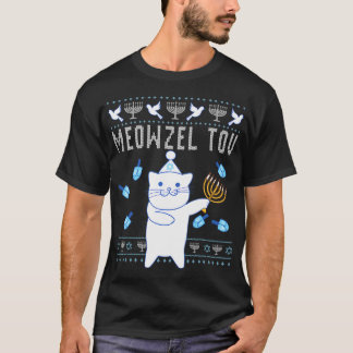 Meowzel Tov Jewish Christmas Cat Funny Ugly T-Shirt