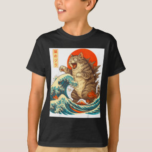 Meowzilla Catzilla Cat Japanese Art Funny For Men T-Shirt