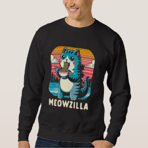 Meowzilla Cute Cat Ramen Bowl Retro Japan Sunset K Sweatshirt