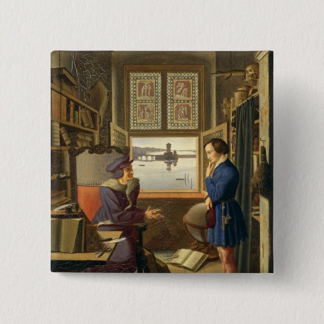 Mephisto and the Student, 1828 2 Inch Square Button (Front)