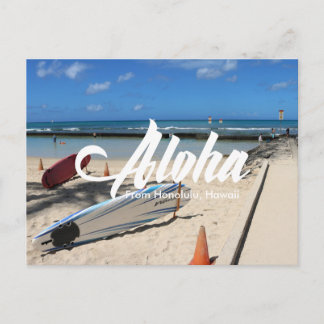 mer bleue Waikiki beach Honolulu hawaii carte post
