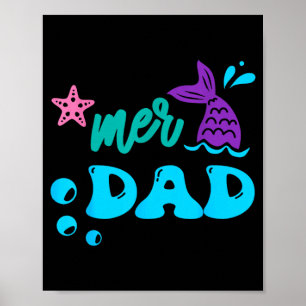 Mer Dad Mermaid Shirt Matching Family Gifts Poster