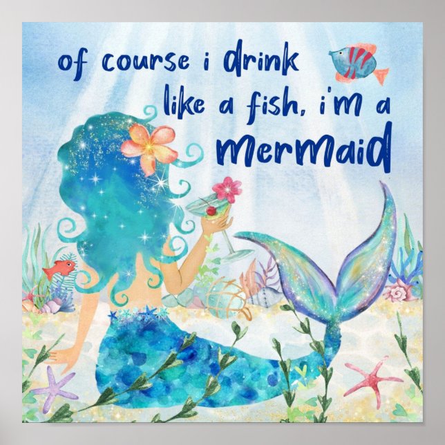 Mer de Mermaid | Boire Comme Un Poster De Poisson (Devant)