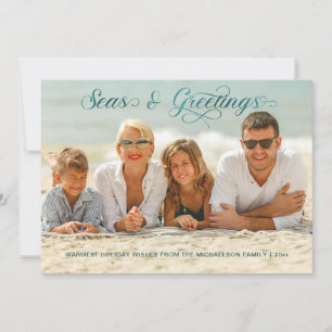 Mer et salutations Carte photo de vacances nautiqu