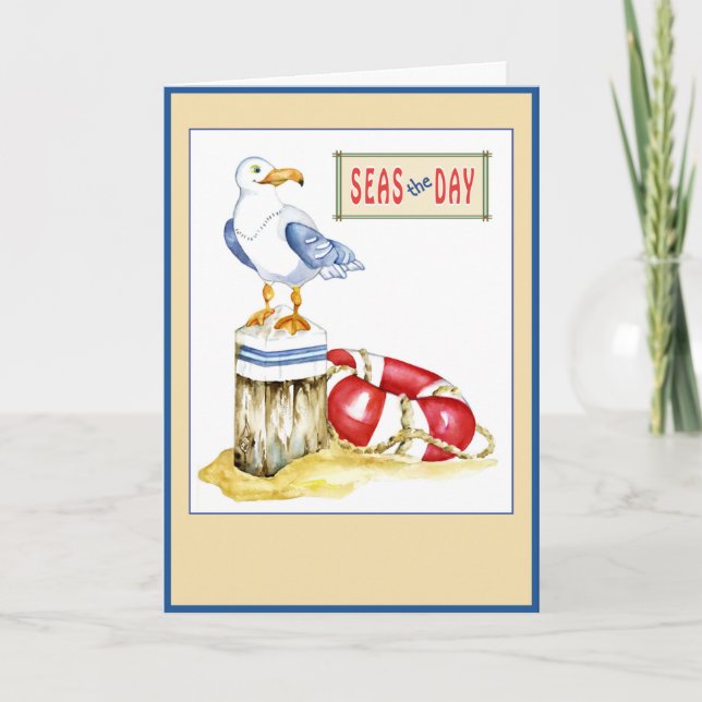 Mer Le Jour Nautique 5x7 Carte avec Verse (Devant)