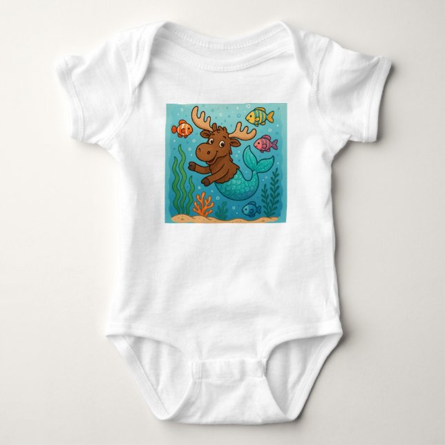 Mer-Moose Magic – Whimsical Undersea Tee for Kids (Front)