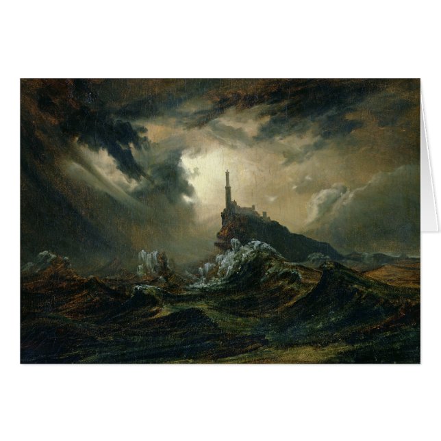 Mer orageuse avec le phare (Devant horizontal)