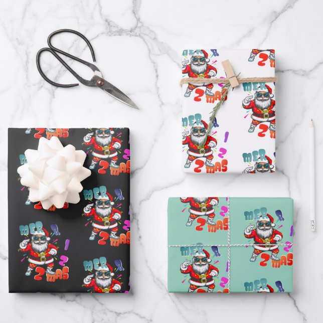 Mer rizz mas - Christmas Rizz funny Santa  Wrapping Paper Sheet (Front)
