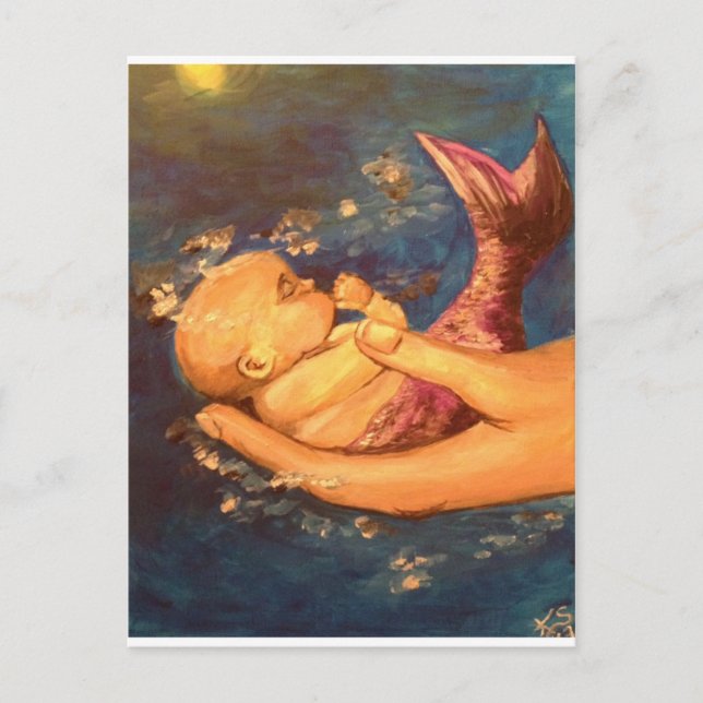 Merbaby at Night Postcard (Front)