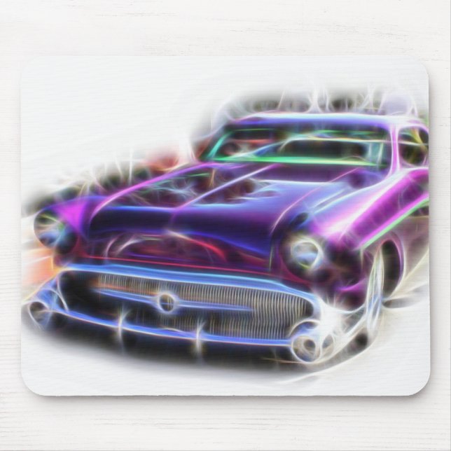 Merc Mercury Hotrod Mouse Pad Purple Flames Rodder (Front)