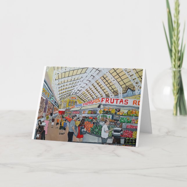 Mercado Central de Valencia Painting by Alfred Fox Card (Front)