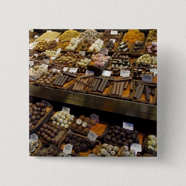 Mercat de Sant Josep, assorted chocolate candy 2 Inch Square Button (Front)