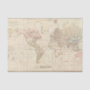 Mercator Map of the World  Tissue Paper