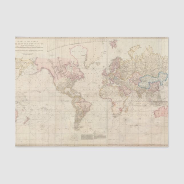 Mercator Map of the World  Tissue Paper (Front)