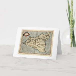 Mercator Sicily Early Map 1595 Card