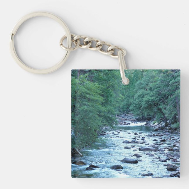 Merced River by Happy Isles, Yosemite, CA Keychain (Front)