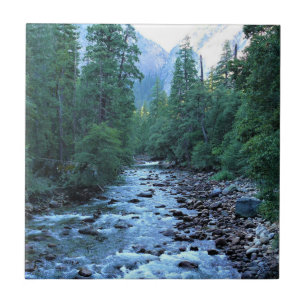 Merced River by Happy Isles, Yosemite, CA Tile
