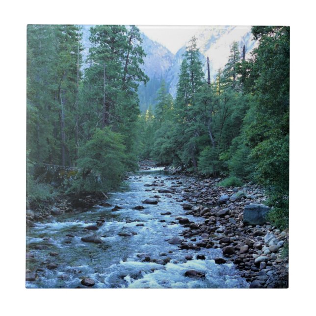 Merced River by Happy Isles, Yosemite, CA Tile (Front)