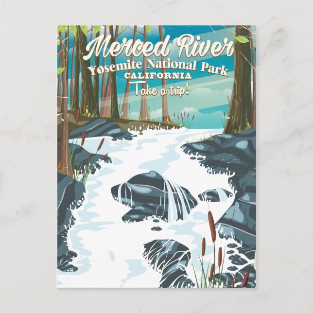 Merced River California travel poster Postcard (Front)