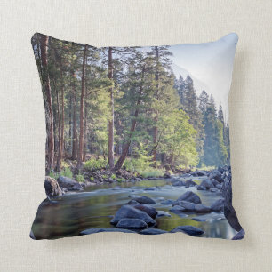 Merced River Yosemite National Park at Sunrise Throw Pillow