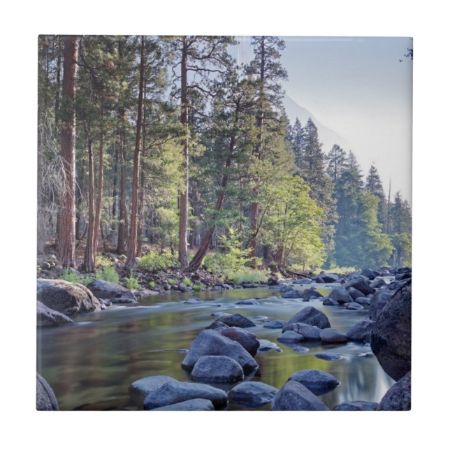 Merced River | Yosemite National Park at Sunrise Tile (Front)