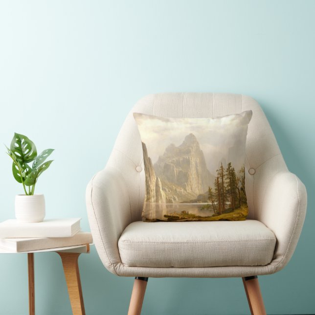 Merced River-Yosemite Valley, Albert Bierstadt  Throw Pillow (Chair)