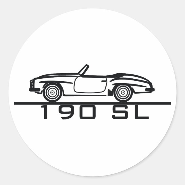 Mercedes 190 SL Type 121 Classic Round Sticker (Front)