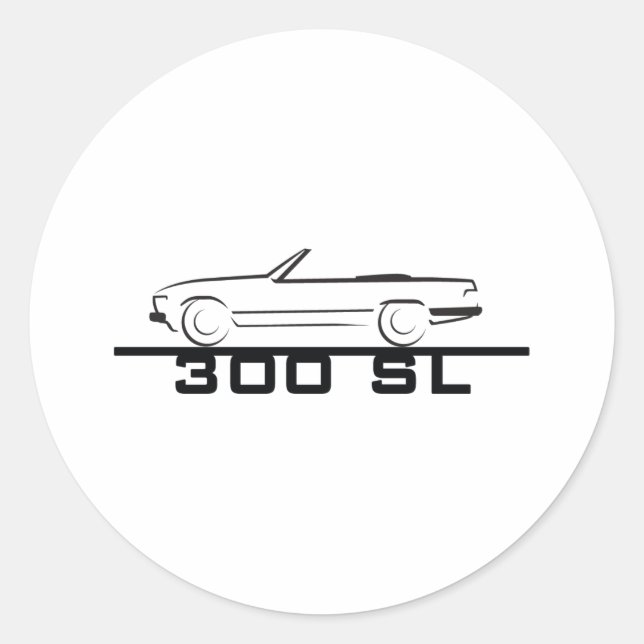 Mercedes 300 SL Type 107 Classic Round Sticker (Front)