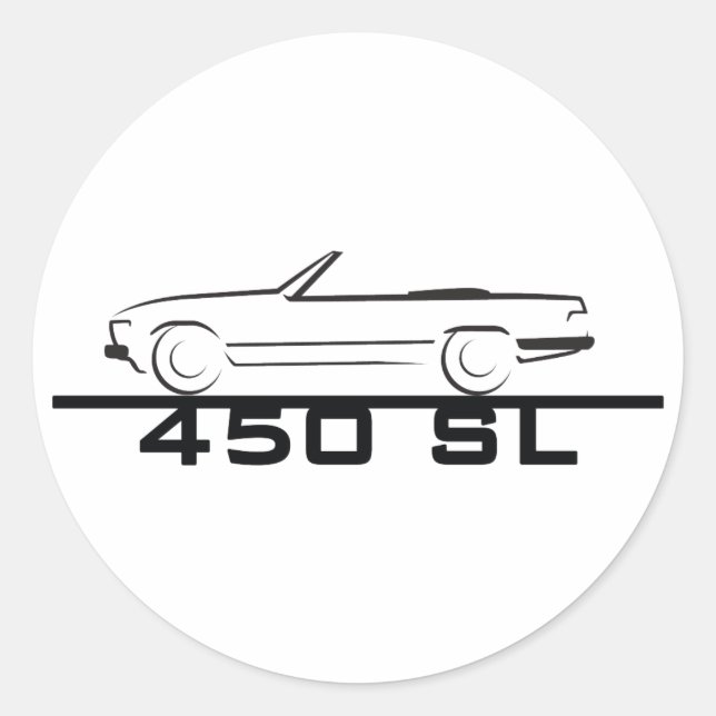 Mercedes 450 SL Type 107 Classic Round Sticker (Front)