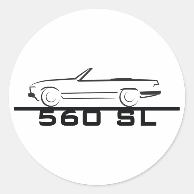 Mercedes 560 SL Type 107 Classic Round Sticker (Front)