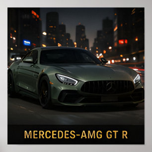 Mercedes AMG GT R Modern German Sports Car Poster
